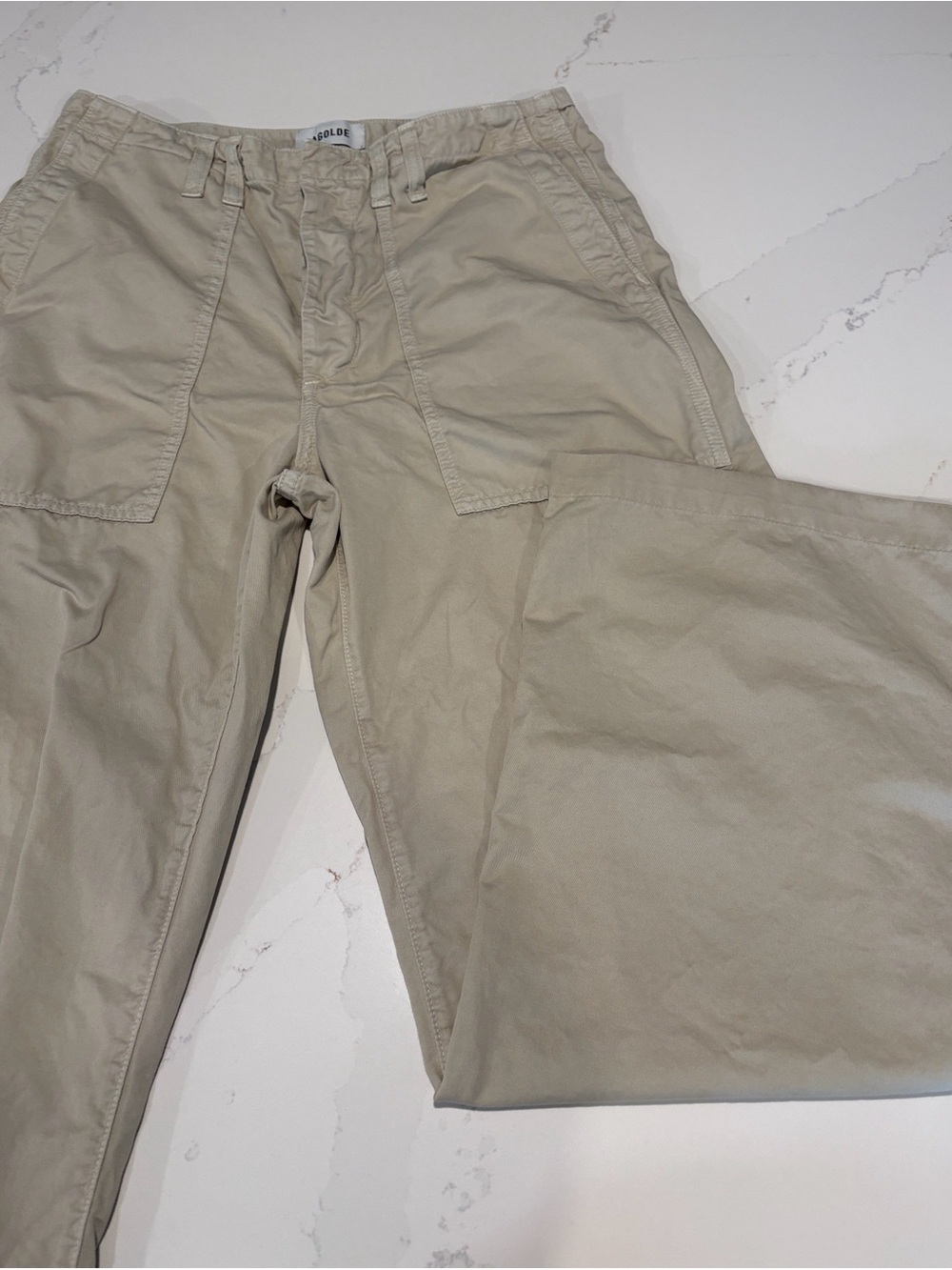 Agolde Beige Casual Cotton Pants Button Fly Size 27